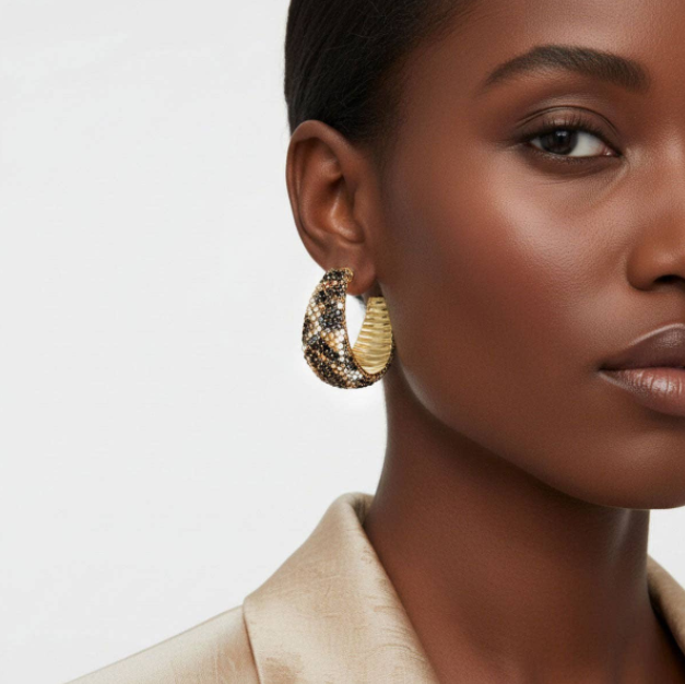 Hoop Dazzling Leopard Ribbed Wide Earrings Women thumb.png