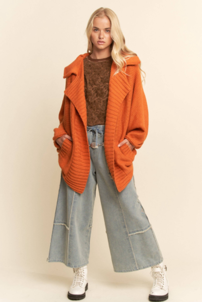 Open Front Jacket Long Voluminous Sleeves Orange Front.png