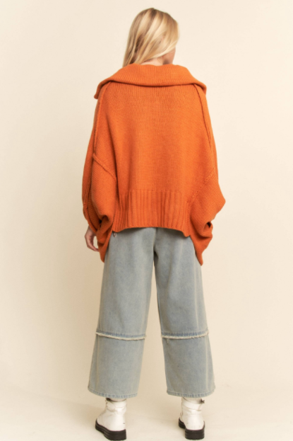 Open Front Jacket Long Voluminous Sleeves Orange Back.png