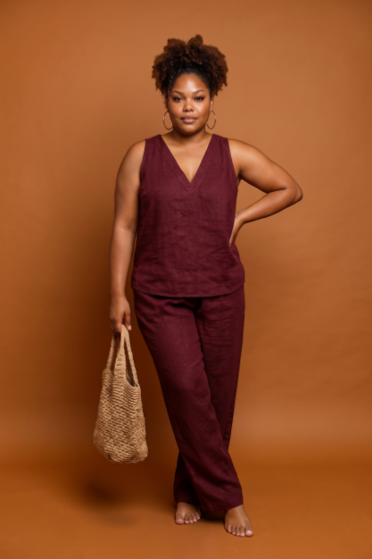 Autumn Fashion Casual Pant Set Burgundy.png