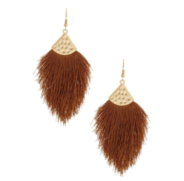 Silk Tassel Fish Hook Earrings Brown Earing.png