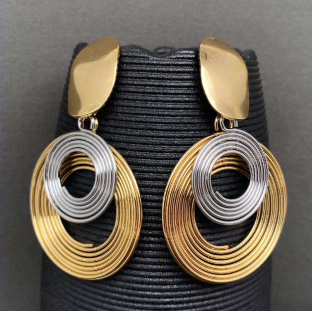 Two Tones Coil 18K Gold Plated Steel Earrings .png