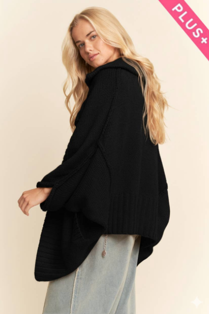Open Front Jacket Long Voluminous Sleeves Black Side.png