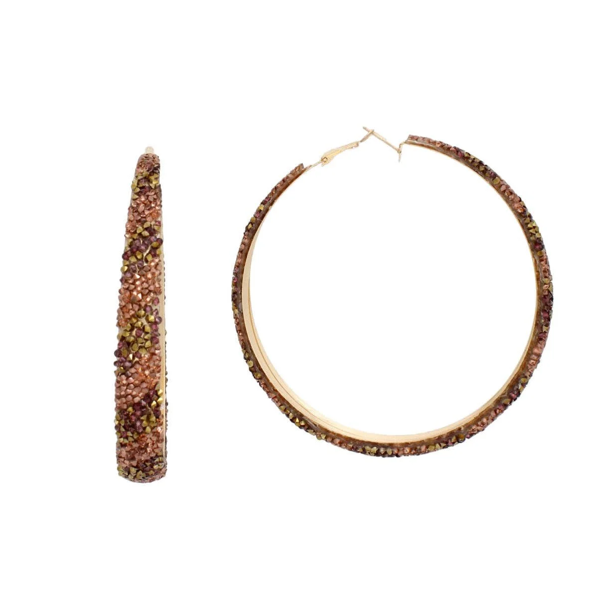 Multi-Colored Crystal Hoop Earrings