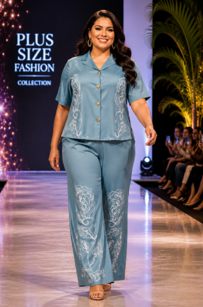 Stunning Blue Printed Pants Set