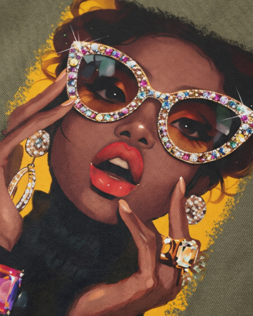Fancy Lady Graphic Sweatshirt close olive.png