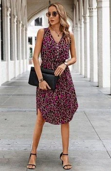 Sleeveless Leopard Print Dress