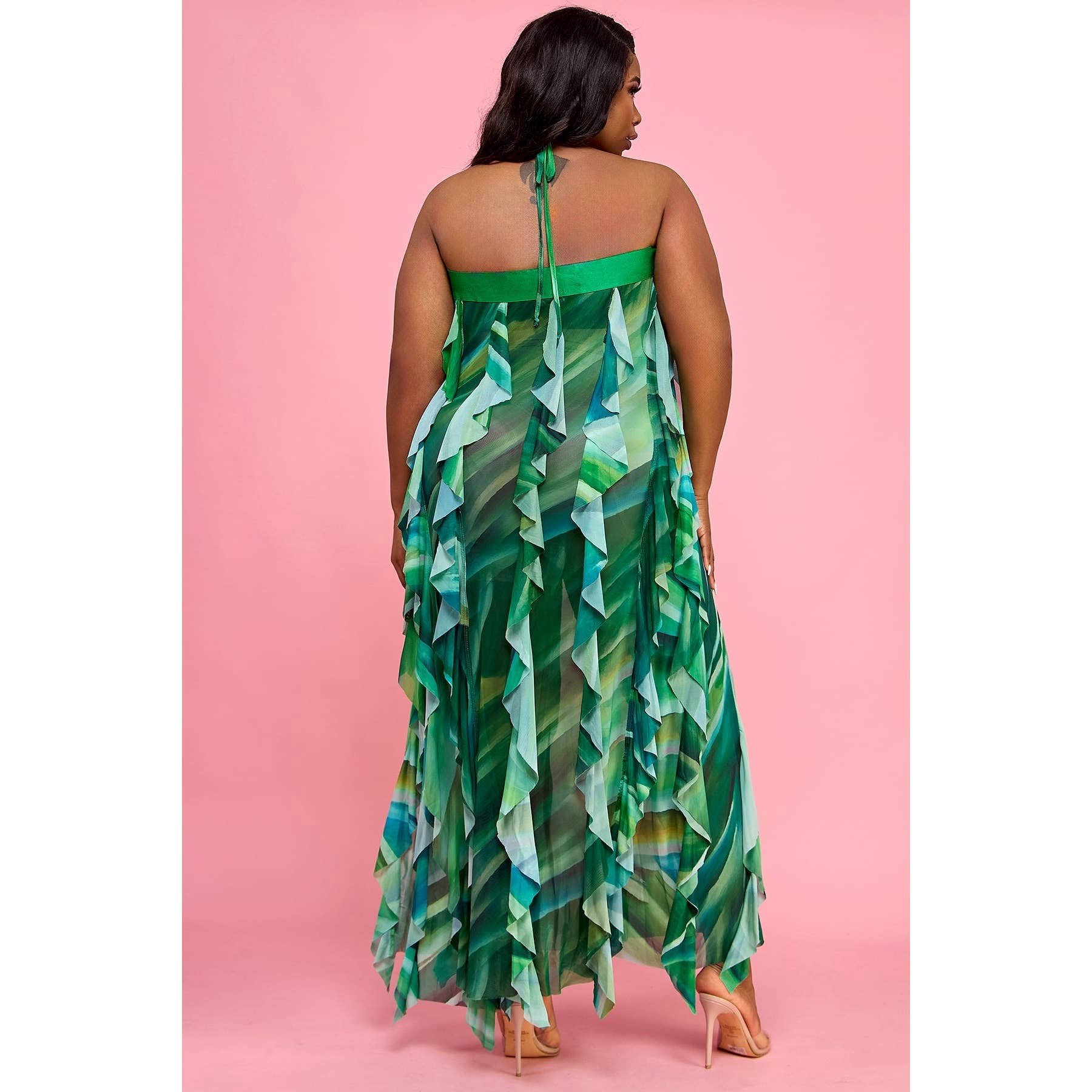 Green Abstract Maxi Dress