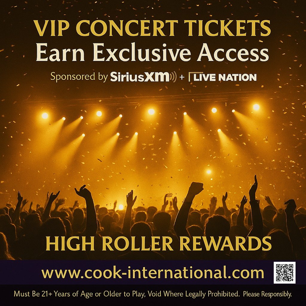 Front row is a mindset. 🎟️🎶

High Roller Rewards members can qualify for VIP Concert Tickets sponsored by SiriusXM &amp; Live Nation&reg; &mdash; think premium seats, big-name artists, and a night out that feels as exclusive as our VIP Lounge.

Ear