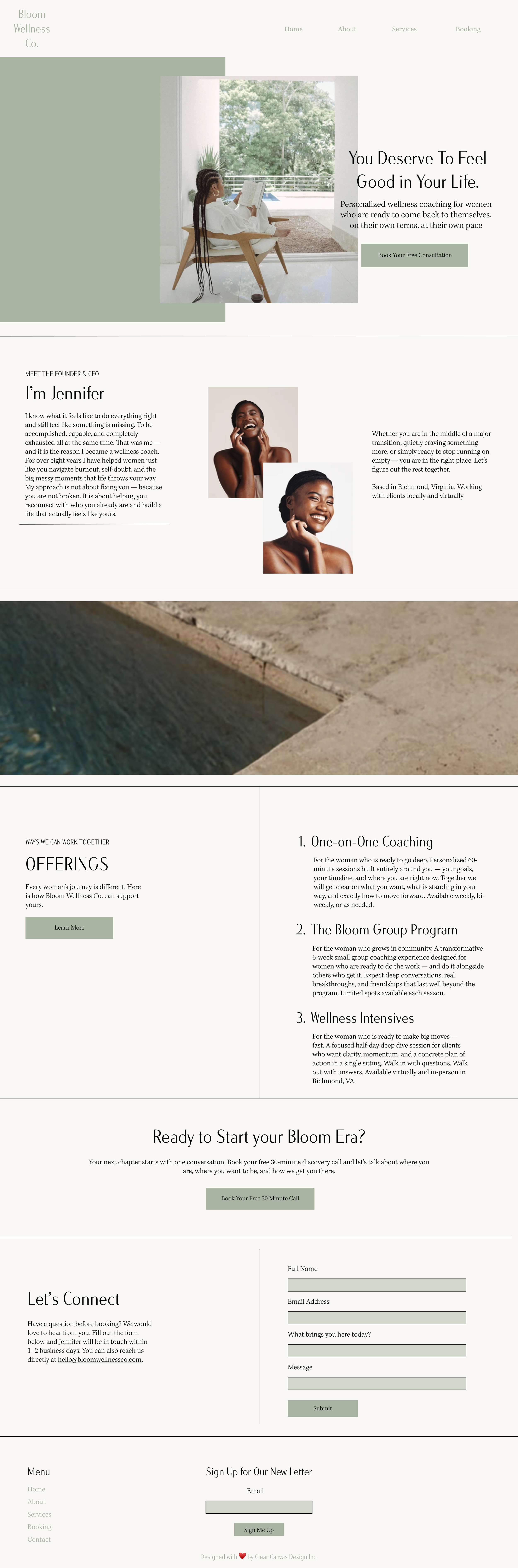 Custom mobile-responsive website design for a wellness and life coach in Richmond Virginia by Clear Canvas Design