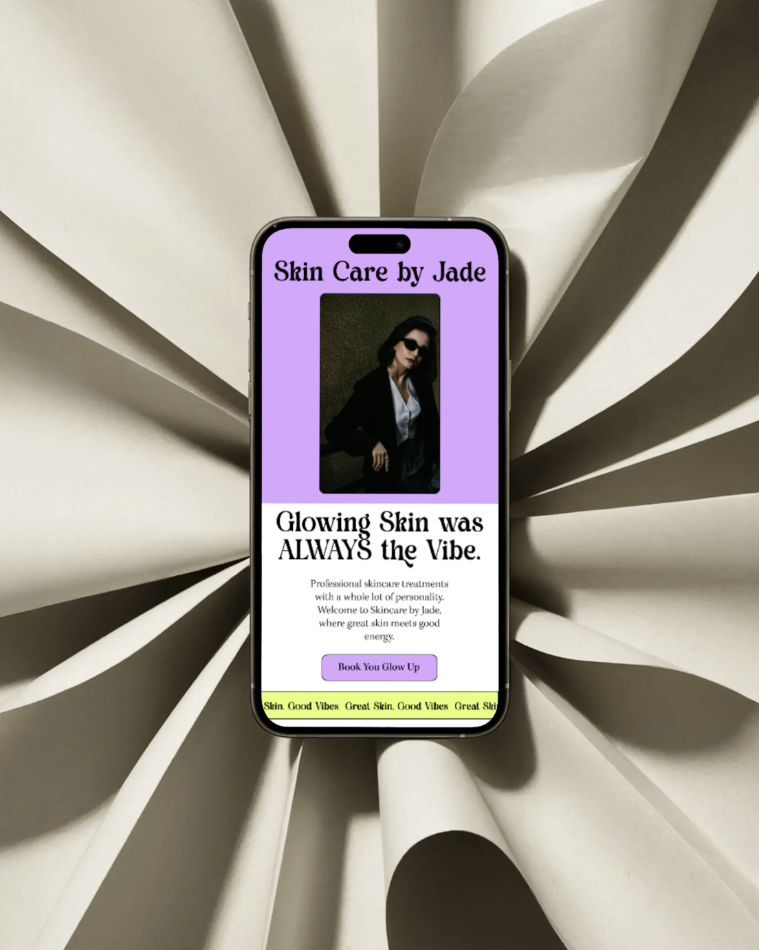 Custom website design featuring bold purple branding and editorial typography, custom website designed by Clear Canvas Design