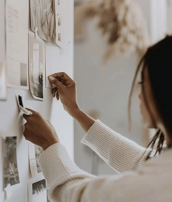 Creative director curating a visual mood board for a custom web design project at Clear Canvas Design