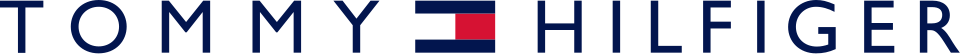 Text displaying 'TOMMY HILFIGER' in dark blue and red on a white background.