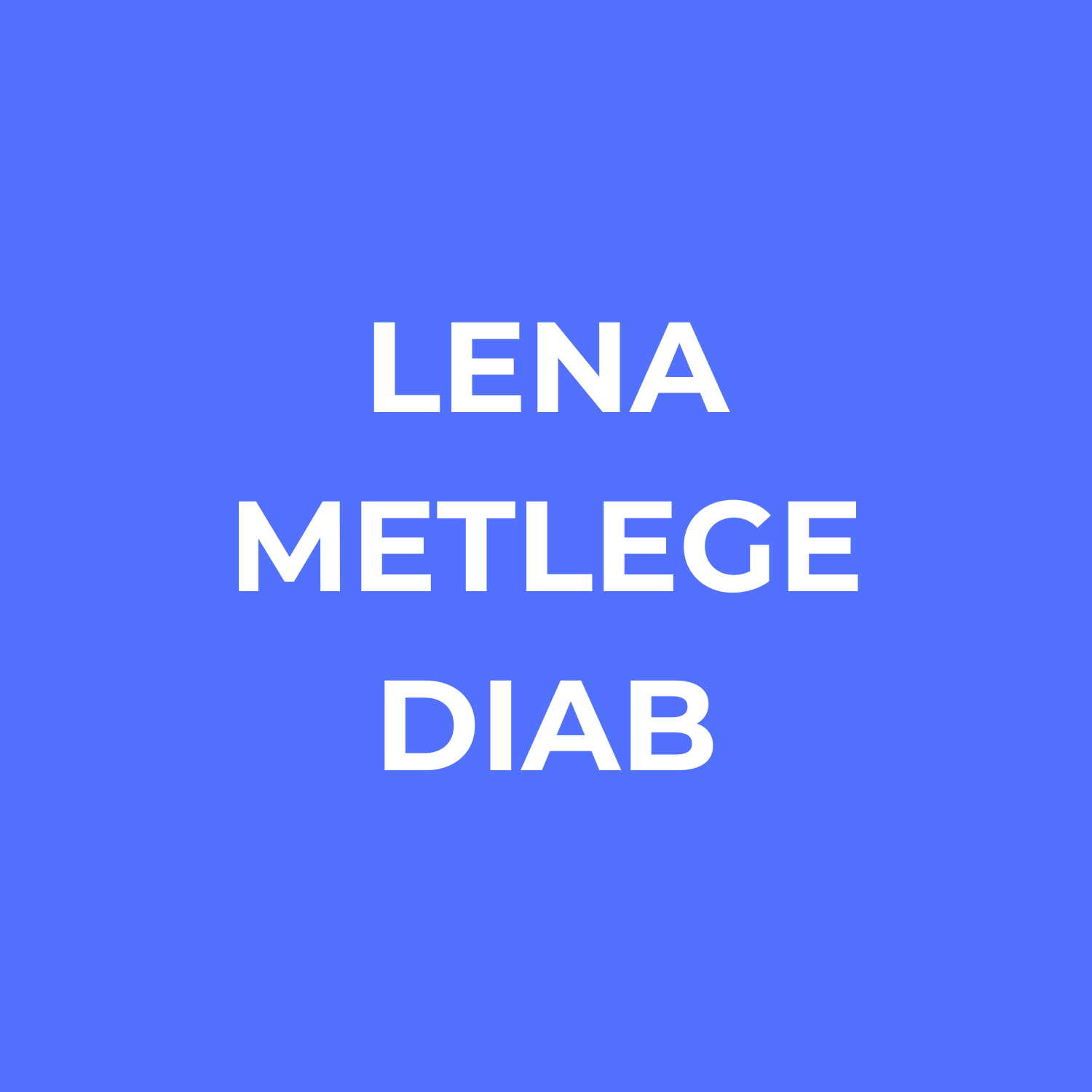 Text reading 'LENA METLEGE DIAB' on a blue background