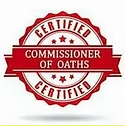 Certified Commissioner of Oaths badge with red ribbon design