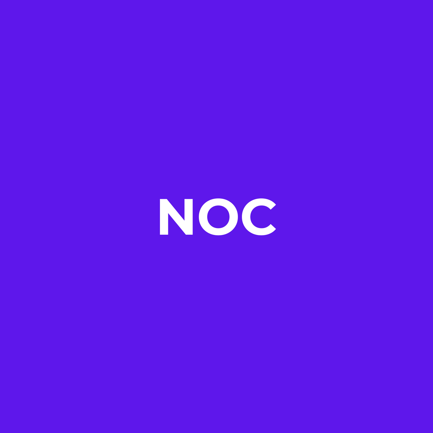 A gradient background going from purple to blue with the white text 'NOC' centered