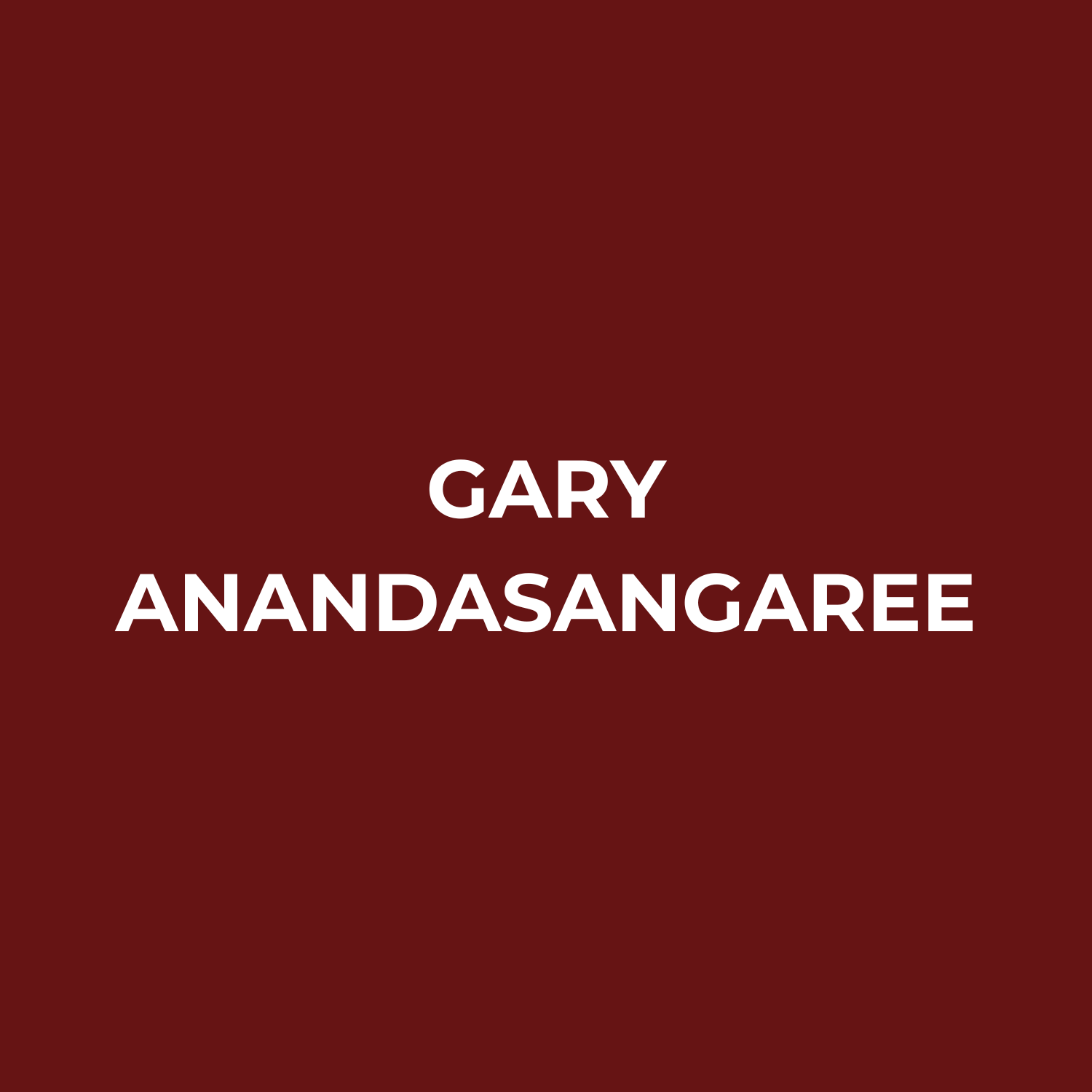 Name card with red background displaying the name 'Gary Anandasangaree' in white text.