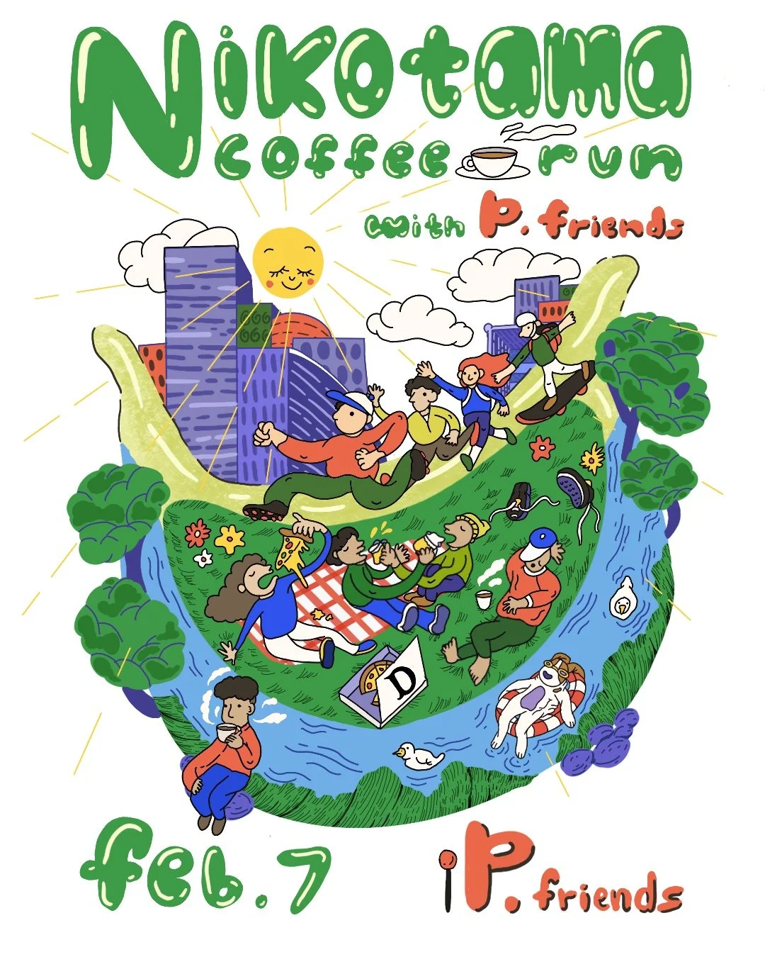Event Flyer for Nikotama Coffee Run with P.Friends

P.Friends x 土曜クラブコーヒーランフライヤー