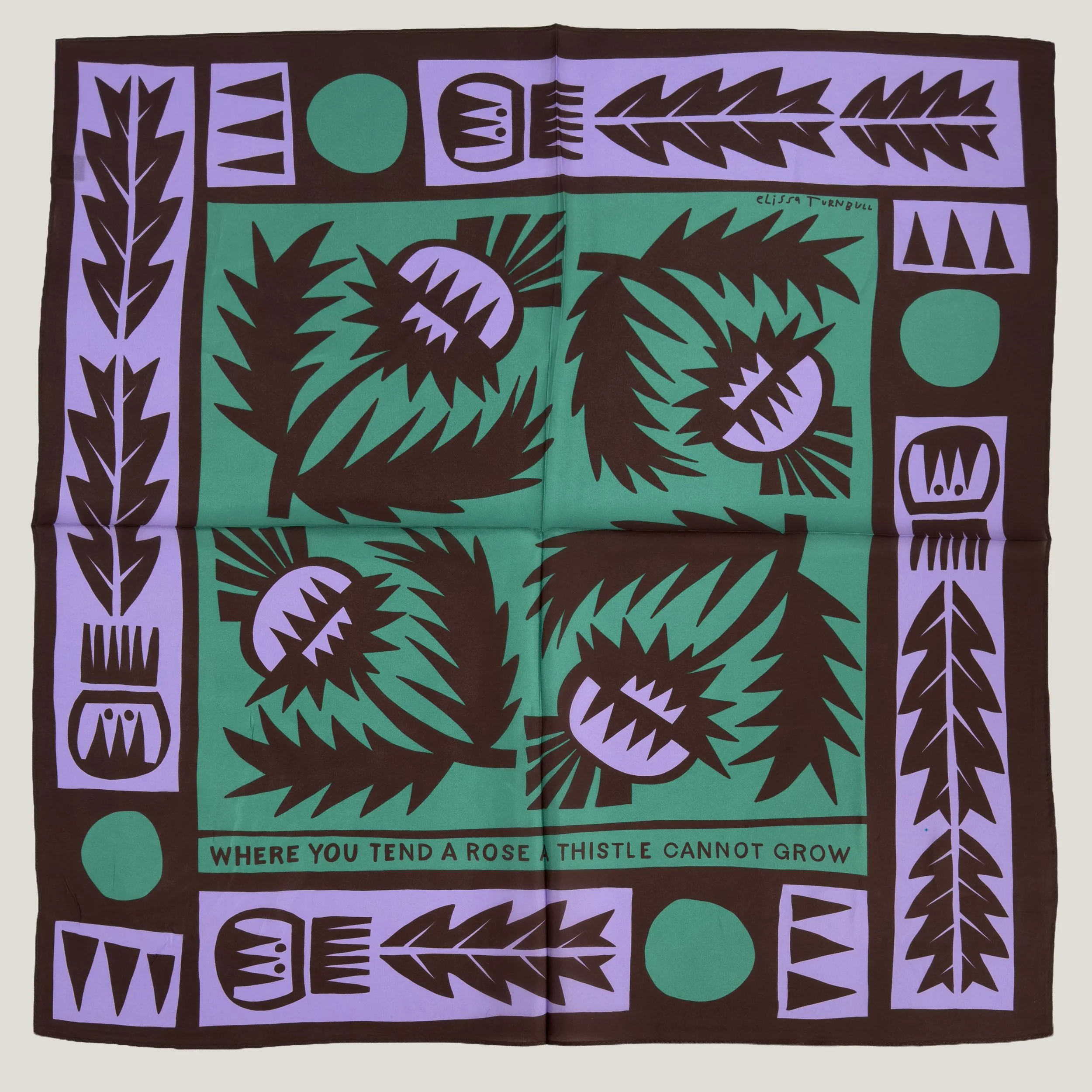 Purple Thistle Scarf 100% Silk