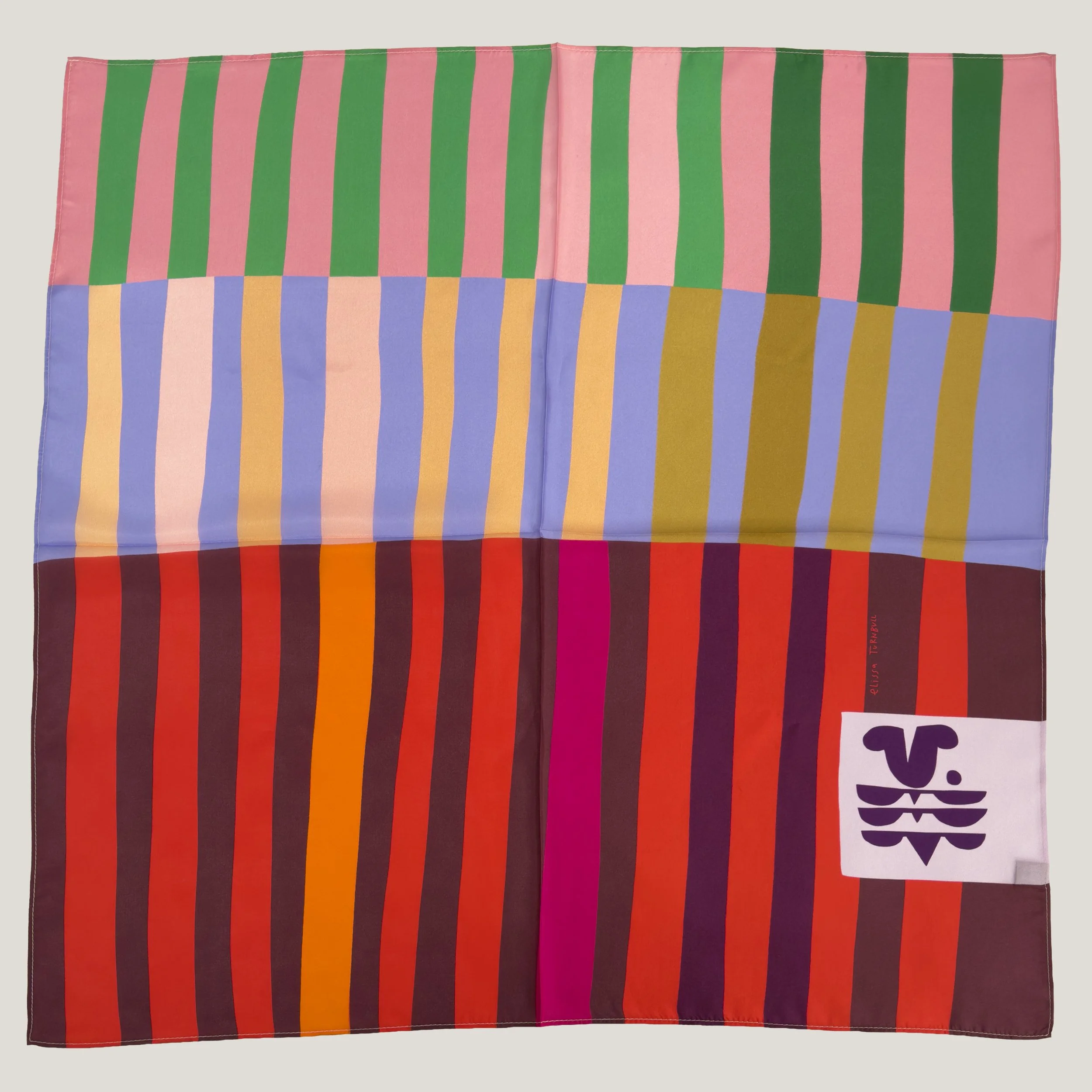 Red Colorblock Scarf 100% Silk