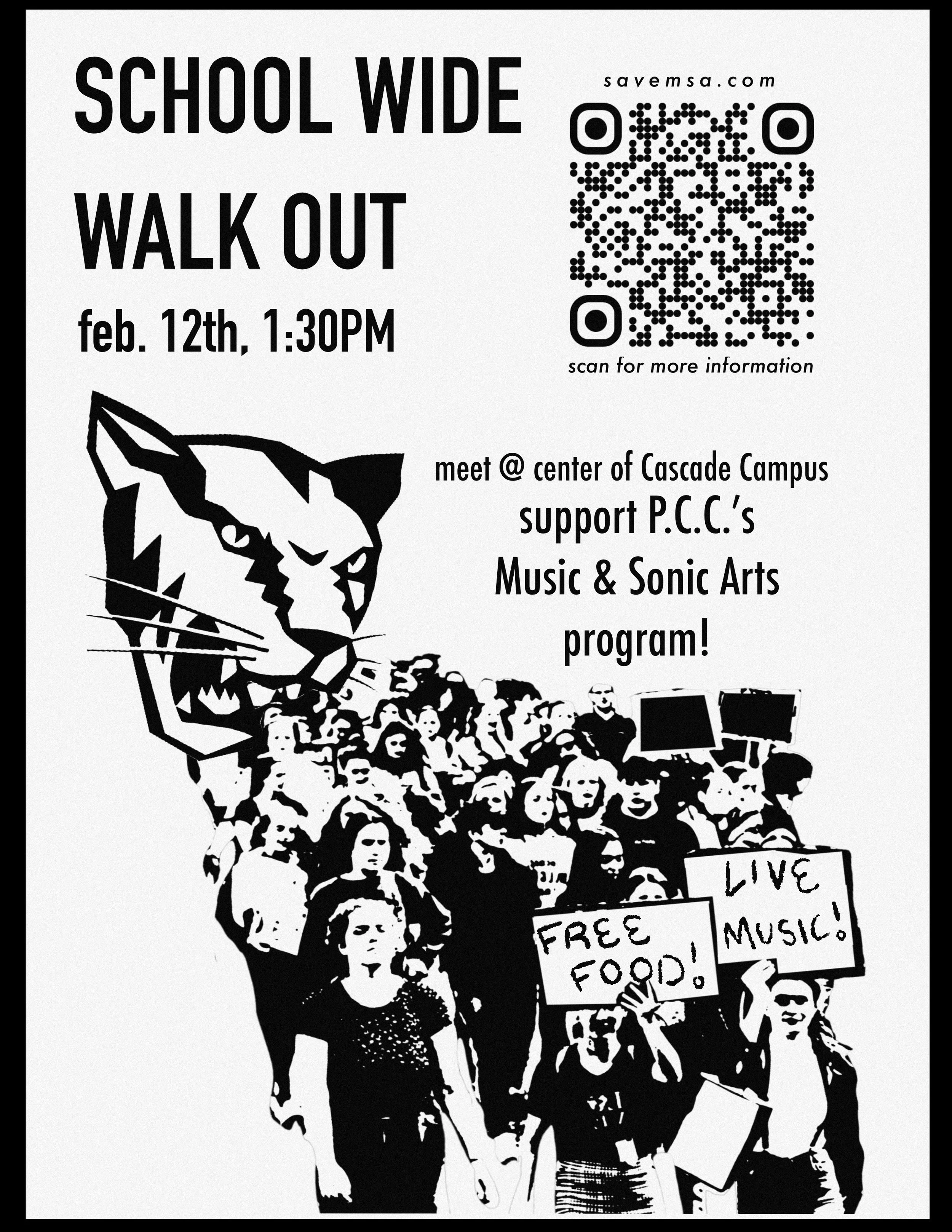 schoolwide walkout feb 12th, 1:30PM. meet at center of cascade campus