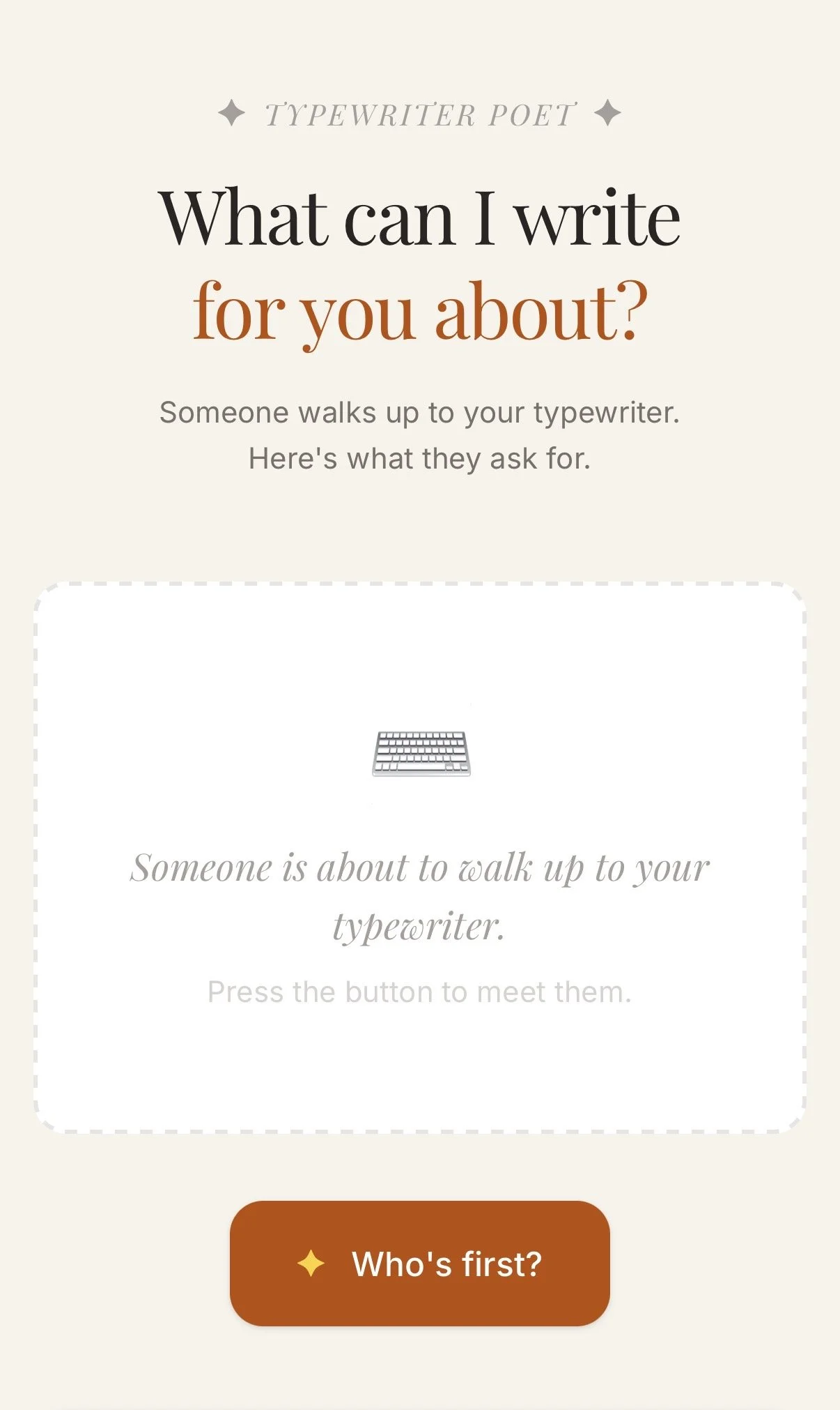 Screenshot of the Typewriter Poetry Prompt Generator