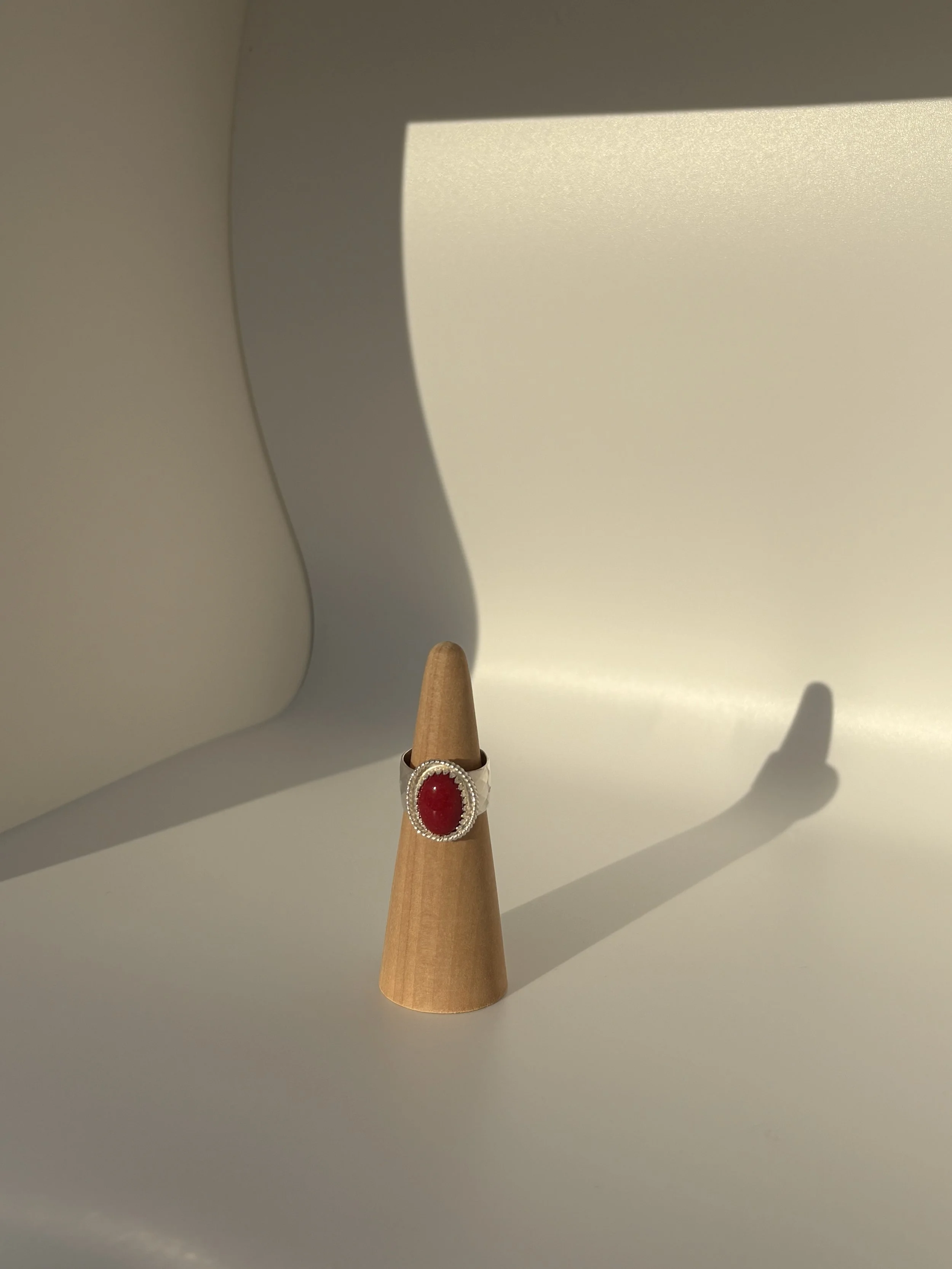 Red Coral Ring- Size 7.5