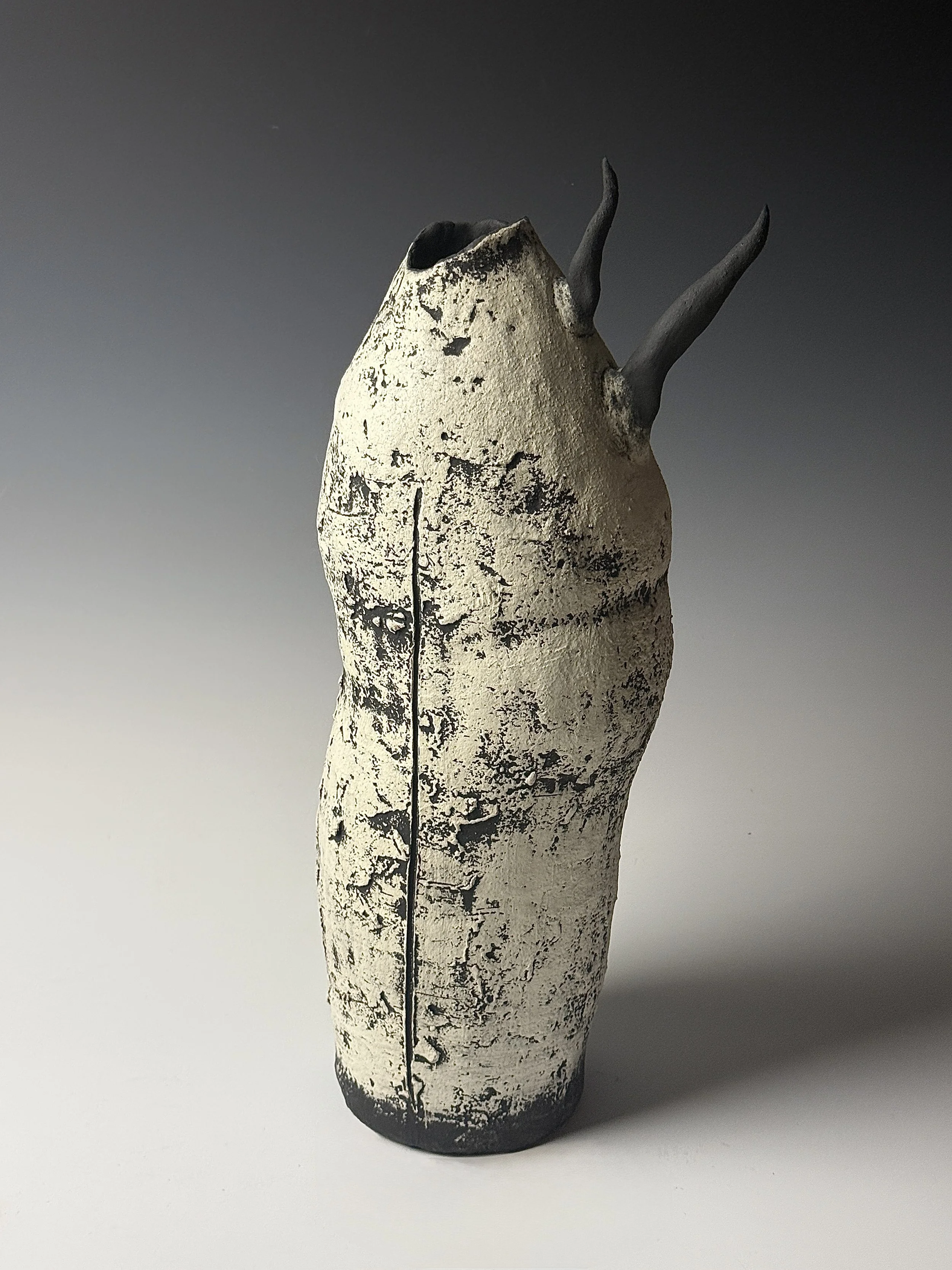 man/beast No. 3 (fight/flight) | Stoneware, 2026 | 20"H x 8"W