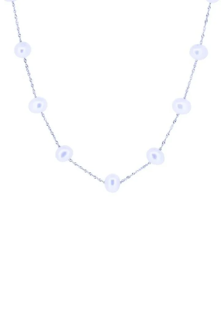 14K YG Freshwater Pearl Station Necklace