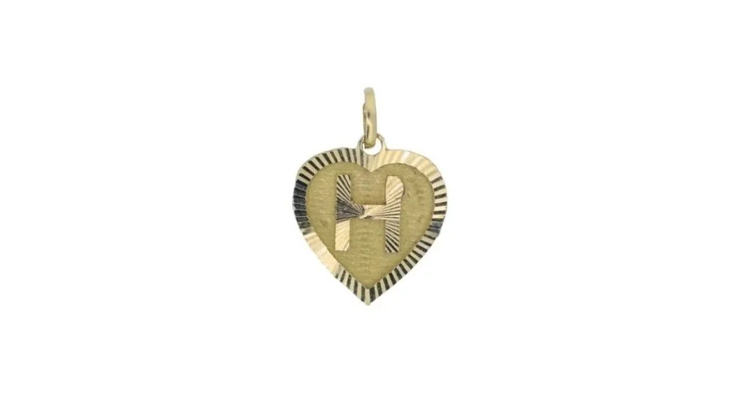 21k Yellow Gold 'H' Heart Charm