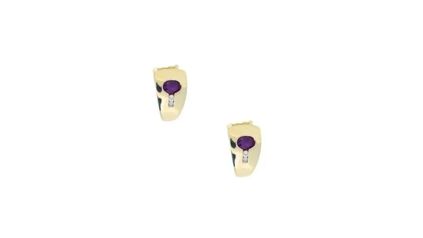 14K YG Ruby and Diamond Huggies