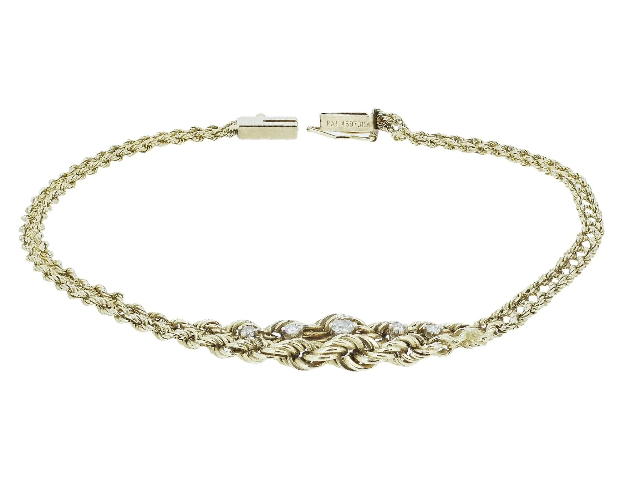 Retro 14K Yellow Gold Wheat Chain and Earth-Born Diamond Bracelet