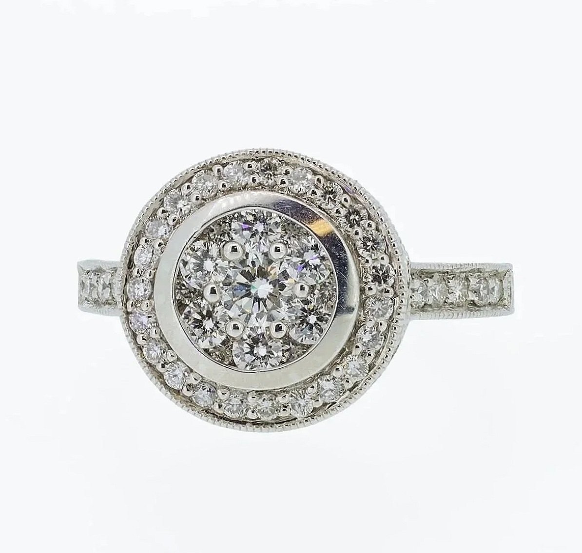 Illusion-Set 14K White Gold and Diamond Engagement Ring