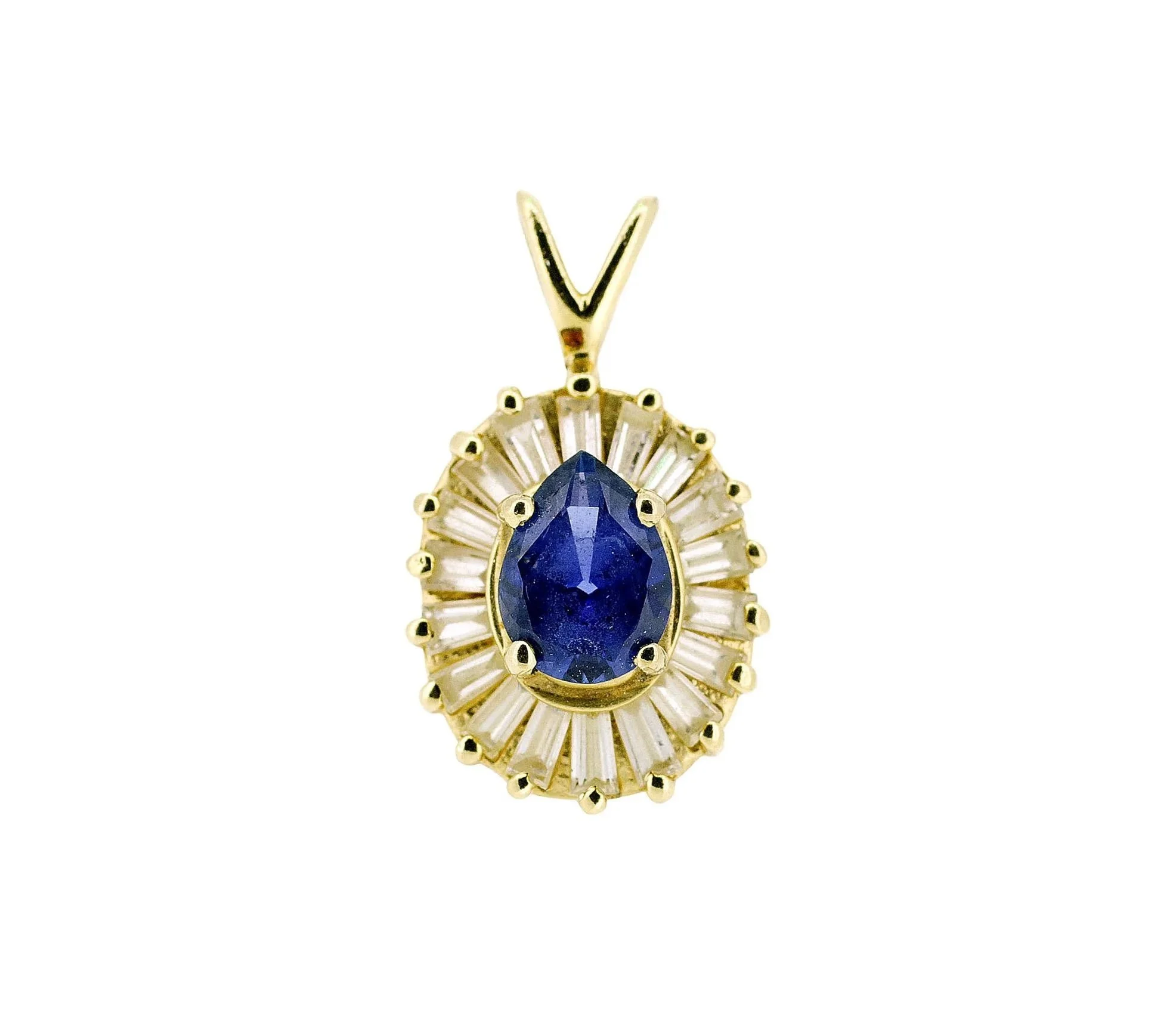 Vintage 14K Yellow Gold, Natural Sapphire, and Earth-Born Diamond Pendant