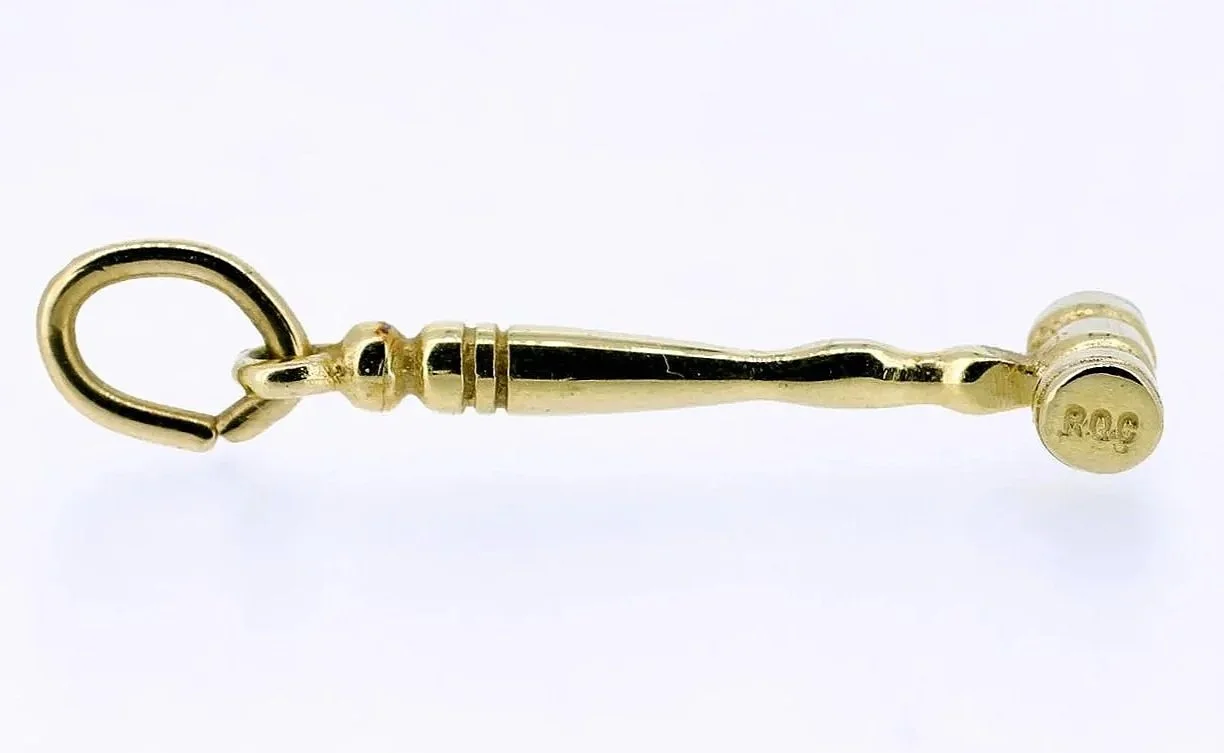 14K Yellow Gold Gavel Charm