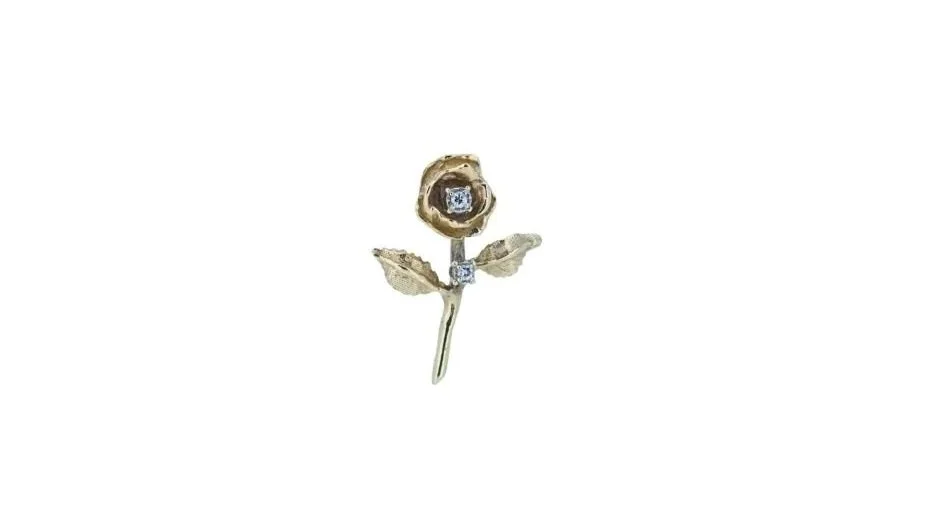 14K Diamond Rose Pendant
