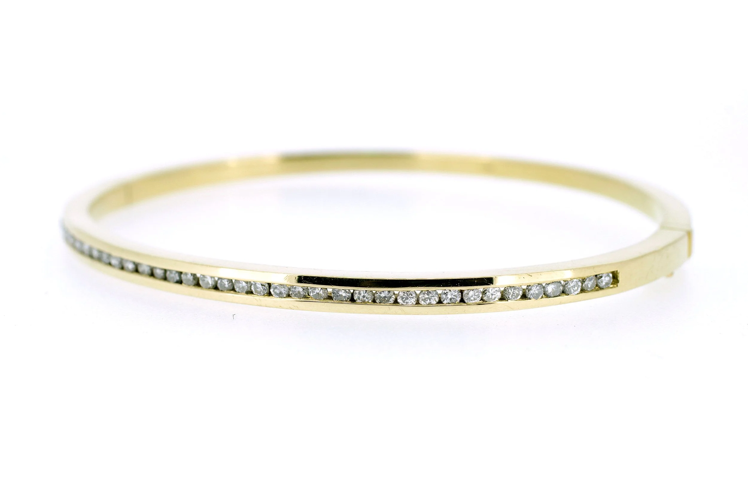 14K Yellow Gold and Channel-Set Diamond Hinge Bracelet