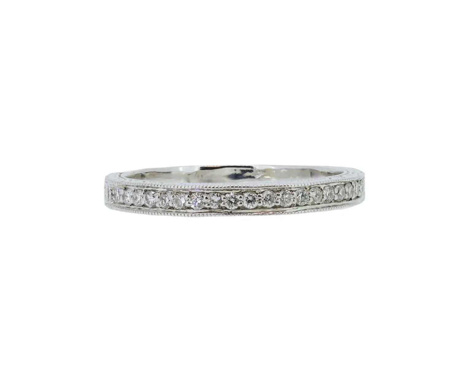 Engraved 14k White Gold and Earth-Born Diamond Ring