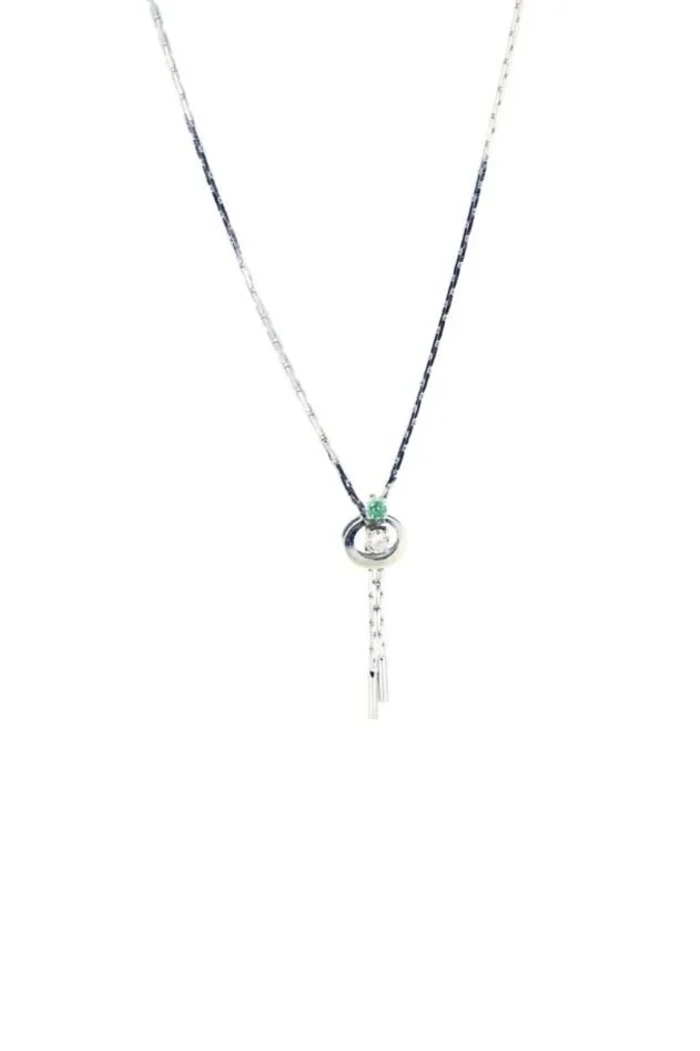 14K Emerald and Diamond Lariat Necklace