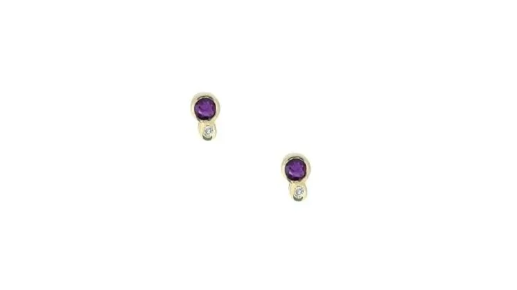 14K YG Ruby and Diamond Studs