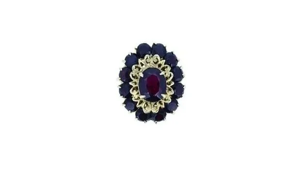 14K Vintage Cluster Ring In Floral Style