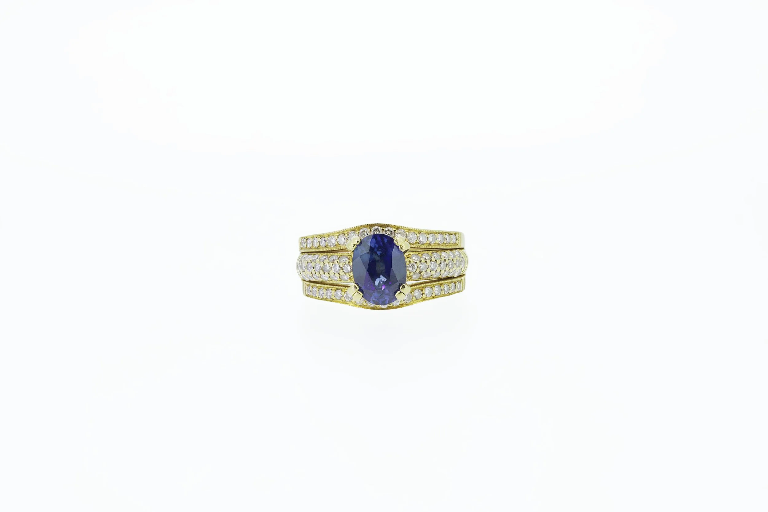 18K Yellow Gold, Natural Sapphire, and Earth-Born Diamond Cocktail Ring