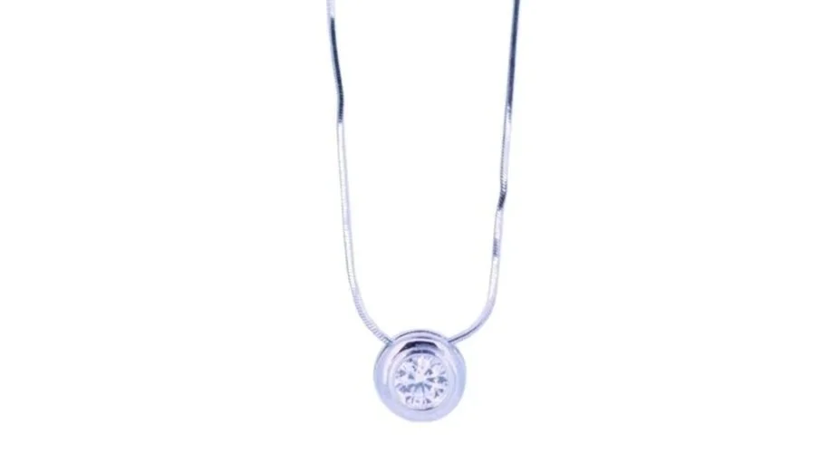 14K White Gold Bezel-Set Round Brilliant Diamond Pendant