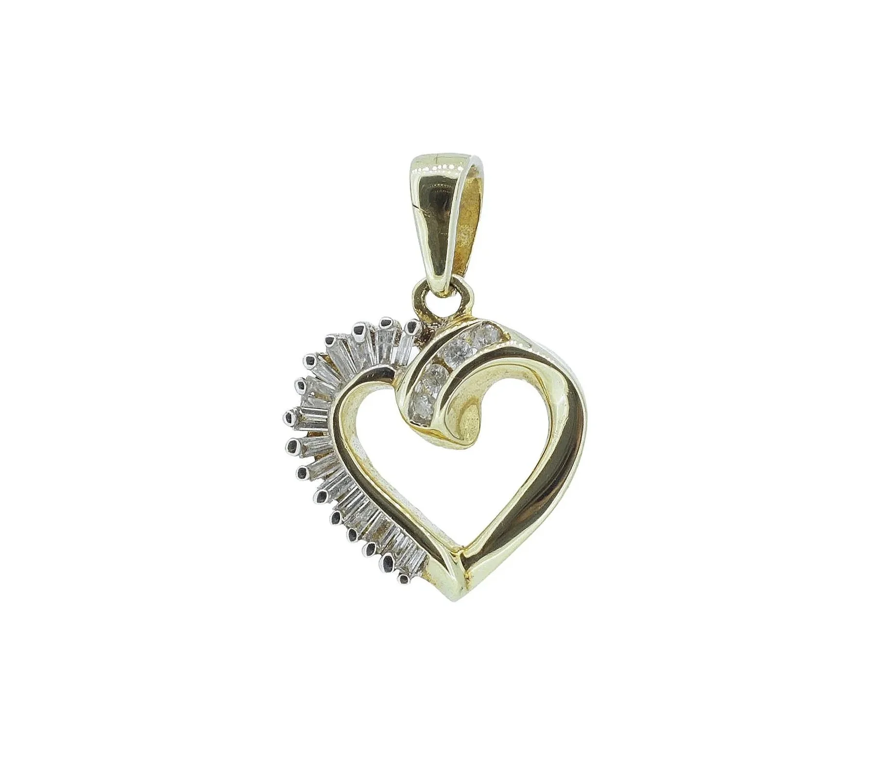 Vintage 10K Yellow Gold and Earth-Born Diamond Heart Pendant