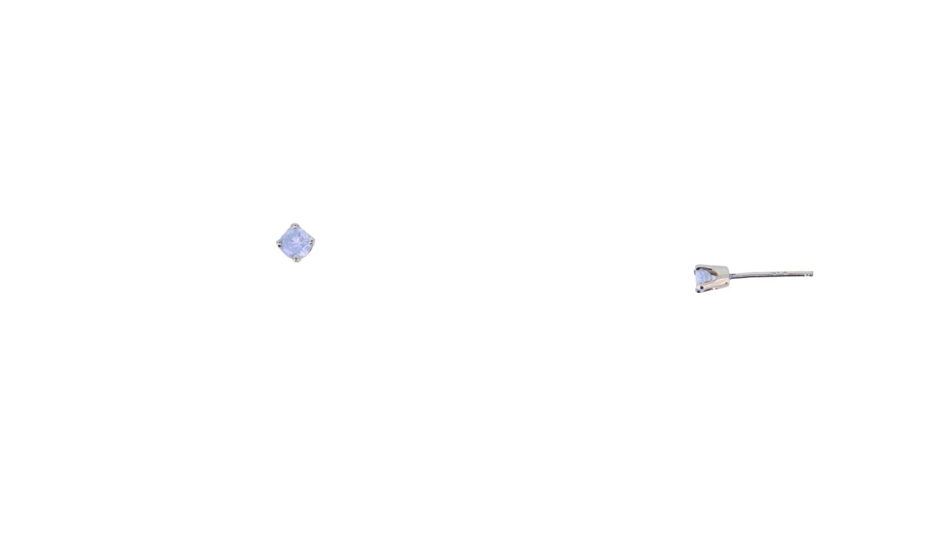 14K White Gold and Round Brilliant Cut Single Stud Earring