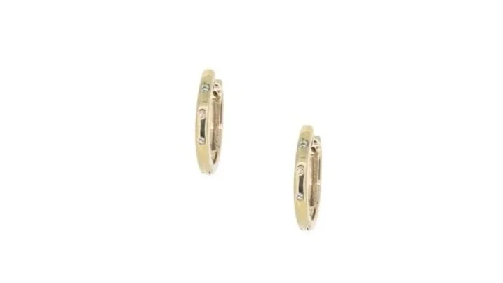 10K Gold Hoop earrings w/ Small Diamonds