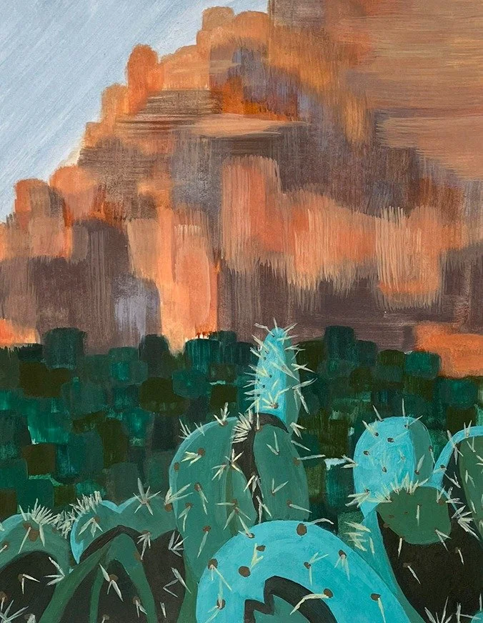 "Cactus Club" | 7"x9" |Gouache on Paper