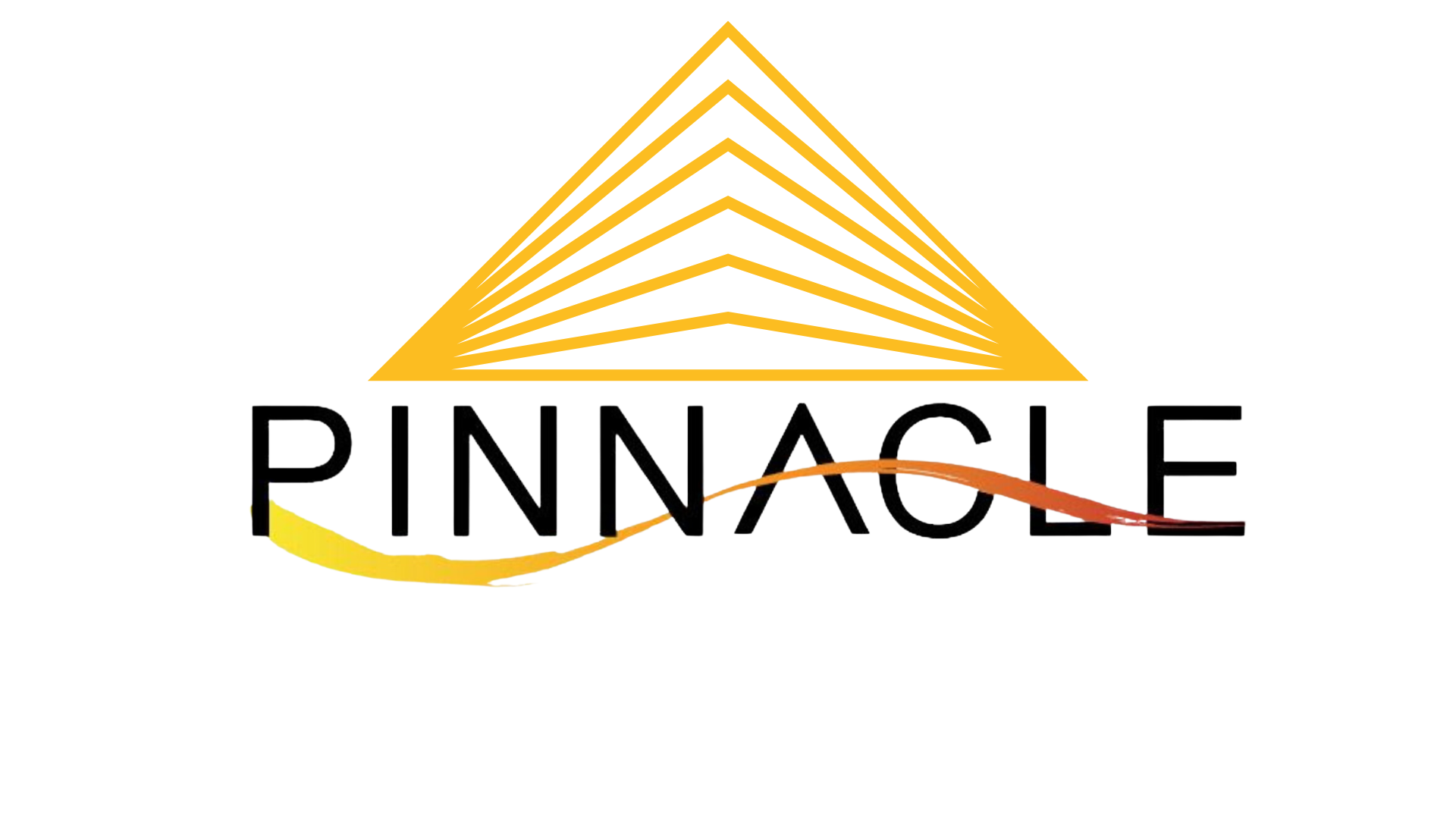 Logo with a yellow pyramid shape and the text 'PINNACLE' overlaid, with a stylized swoosh.