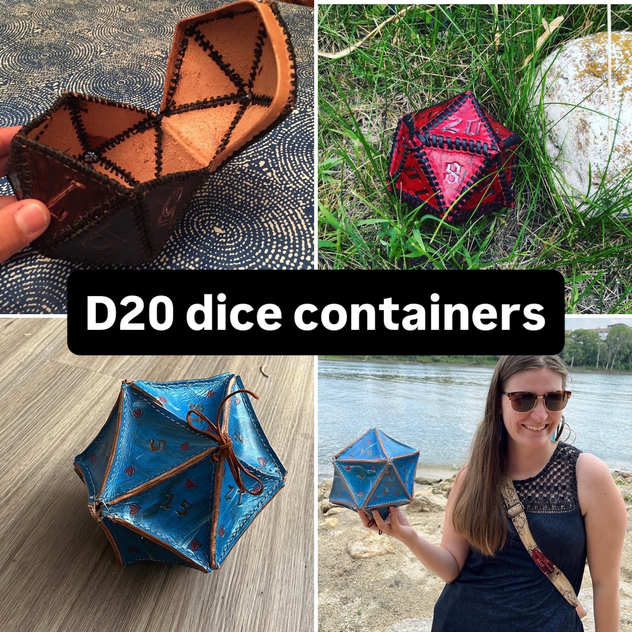 D20 dice containers (Leather, lacing, acrylic).jpg