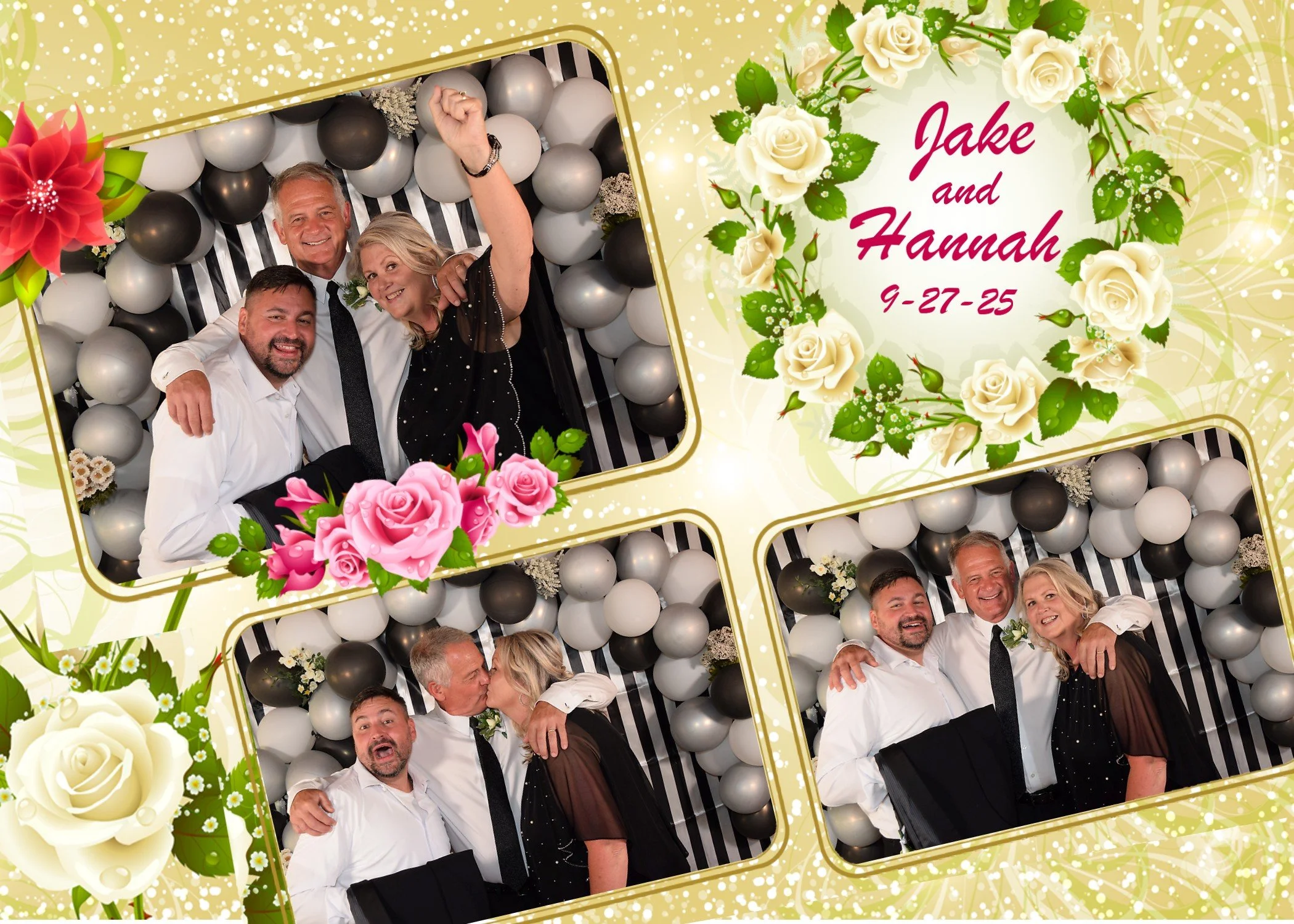 People in front of a photobooth backdrop.